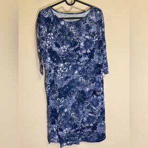 Navy Floral Long Sleeve Dress